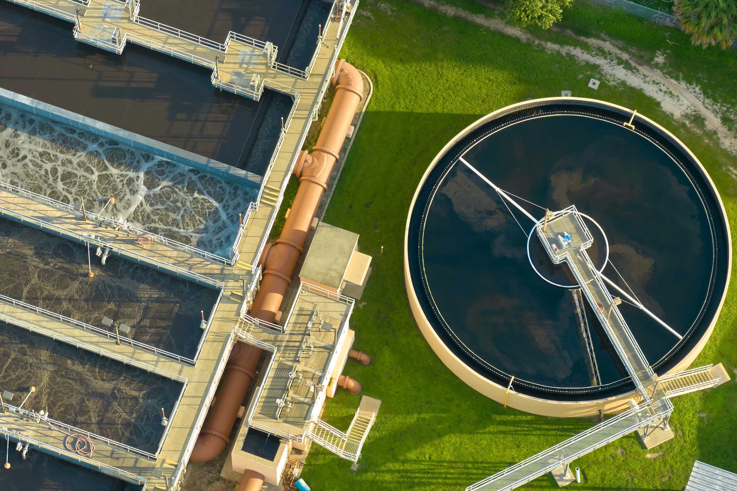Overhead shot of wastewater treatment